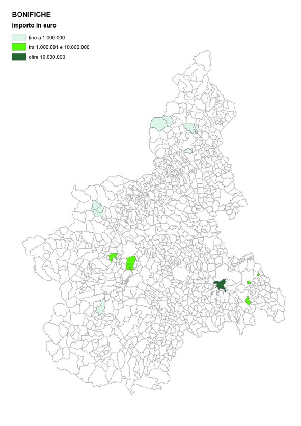Importo interventi per comune - BONIFICHE