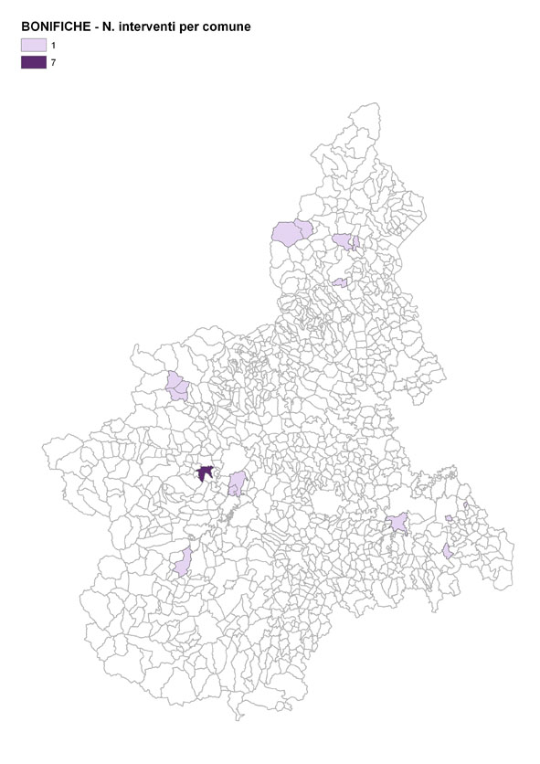 Numero interventi per comune - BONIFICHE