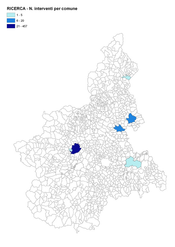 Numero interventi per comune - RICERCA