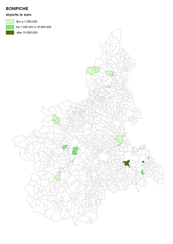 Importo interventi per comune - BONIFICHE
